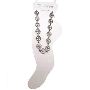 Silver Peace Symbol anklet
